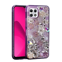 T-Mobile Revvl 7 5G Luxury Diamond Gem Pearl Rhinestone Case Black