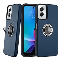 Moto G Power 5G 2024 Dual Layer Magnetic Hidden Ring Case Blue