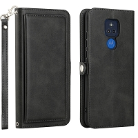 Moto G Play 2021 Triple Layered Multi-Card Slot Wallet Case Black