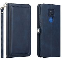 Moto G Play 2021 Triple Layered Multi-Card Slot Wallet Case Blue