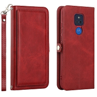 Moto G Play 2021 Triple Layered Multi-Card Slot Wallet Case Red