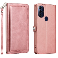 Moto G Play 2023 Triple Layered Multi-Card Slot Wallet Case Rose Gold