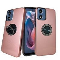 Moto G Play 4G 2024 Dual Layer Magnetic Hidden Ring Case Rose Gold