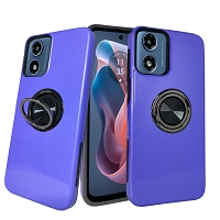 Moto G Play 4G 2024 Dual Layer Magnetic Hidden Ring Case Purple