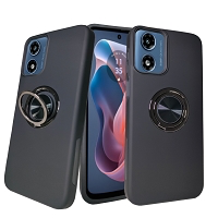 Moto G Play 4G 2024 Dual Layer Magnetic Hidden Ring Case Black