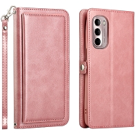 Moto G Stylus 5G 2022/G Stylus 2022 Triple Layered Multi-Card Slot Wallet Case Gold