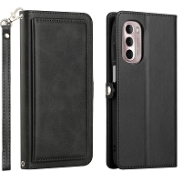 Moto G Stylus 5G 2022/G Stylus 2022 Triple Layered Multi-Card Slot Wallet Case Black