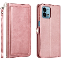 Moto G Stylus 5G 2023 Triple Layered Multi-Card Slot Wallet Case Rose Gold