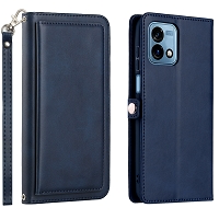 Moto G Stylus 5G 2023 Triple Layered Multi-Card Slot Wallet Case Blue