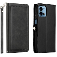 Moto G Stylus 5G 2023 Triple Layered Multi-Card Slot Wallet Case Black
