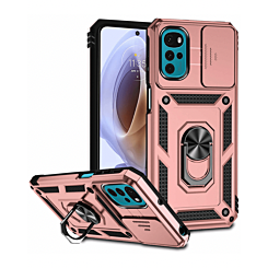 Moto G22 Dual Layers Hybrid Case with Metal Ring And Camera Protector - ROSE GOLD