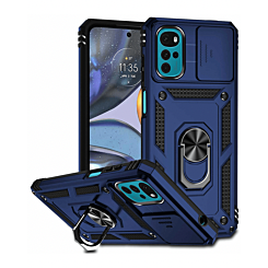 Moto G22 Dual Layers Hybrid Case with Metal Ring And Camera Protector - BLUE