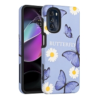 Moto G 5G 2022 Dual Layer Magnetic Hybrid Design Case Butterfly With Flower