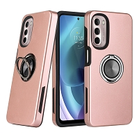 Moto G 5G 2022 Dual Layer Magnetic Hidden Ring Case Rose Gold