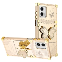 Moto G 5G 2023 Luxury Diamond Butterfly Stand Case White