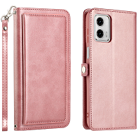 Moto G 5G 2023 Triple Layered Multi-Card Slot Wallet Case Rose Gold
