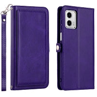 Moto G 5G 2023 Triple Layered Multi-Card Slot Wallet Case Purple