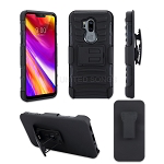 LG G7 ThinQ Hybrid Kickstand Case With Belt Clip Black/Black