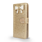 LG G8 ThinQ Sparkle Diamond Wallet Case With Butterfly Design Gold