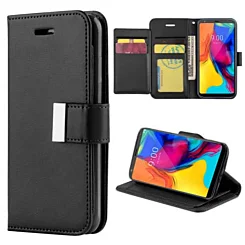 LG Stylo 5 Design Wallet with Extra Pocket Case - BLACK