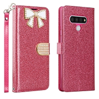 LG Stylo 6 Dual Layered Multi-Card Slot Diamond Wallet Case Pink
