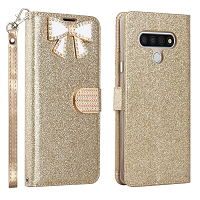 LG Stylo 6 Dual Layered Multi-Card Slot Diamond Wallet Case Gold