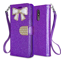 LG Tribute Royal/Aristo 4 Plus/K30 2019/Escape Plus/Arena 2 Sparkle Diamond Wallet Case Purple