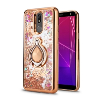 LG K40 Liquid Glitter Case With Ring Rose Gold