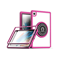Hard PC Rear / Soft TPU Colorful Border Case with I-ring Holder - PINK for Galaxy Tab S7 / S8 (T870 / T875 / T876B) 11"