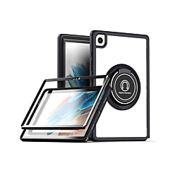 Hard PC Rear / Soft TPU Colorful Border Case with I-ring Holder - BLACK for Galaxy Tab S7 / S8 (T870 / T875 / T876B) 11