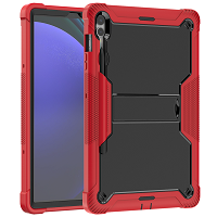 DFAP Samsung Galaxy Tab S10 Plus/S9 Plus/S9FE Plus Defender Case With Stylus Pen Slot Red/Black