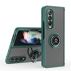 Galaxy Z Fold 4 Hard PC Rear / Soft TPU Colorful Border Case with I - ring Holder - GREEN