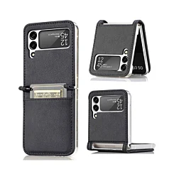 Galaxy Z Flip 4 Genuine Leather Case - BLACK