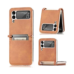 Galaxy Z Flip 4 Genuine Leather Case - BROWN