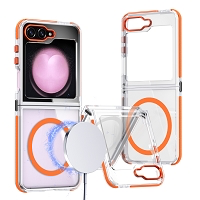 Samsung Galaxy Z Flip 7 FE/6/5 Magsafe Transparent Lens Frame Case Orange