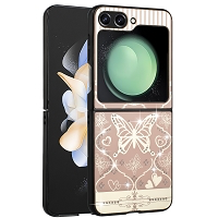 Samsung Galaxy Z Flip5 Luxury Diamond Butterfly Stand Case Pink
