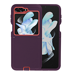 Heavy Duty Case for Galaxy Z Flip 6 / Z Flip 7 FE (DARK PURPLE & HOT PINK)