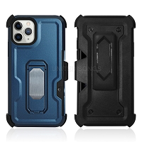 Samsung Galaxy Note 10 Heavy Duty Kickstand Case With Card Holder & Clip Blue