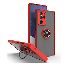 Galaxy Note 20 Hard PC Rear / Soft TPU Colorful Border Case with I-ring Holder - RED