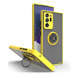 Galaxy Note 20 Hard PC Rear / Soft TPU Colorful Border Case with I-ring Holder - YELLOW