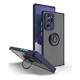 Galaxy Note 20 Hard PC Rear / Soft TPU Colorful Border Case with I-ring Holder - NAVY BLUE