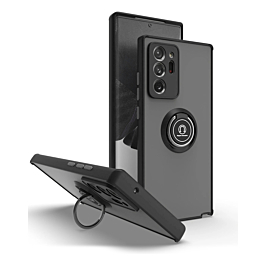 Galaxy Note 20 Hard PC Rear / Soft TPU Colorful Border Case with I-ring Holder - BLACK