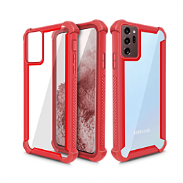 Galaxy Note 20 3in1 Hybrid Clear Soft TPU Hard PC Back Cover Case - RED