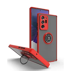 Galaxy Note 20 Ultra Hard PC Rear / Soft TPU Colorful Border Case with I-ring Holder - RED