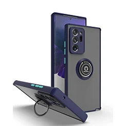 Galaxy Note 20 Ultra Hard PC Rear / Soft TPU Colorful Border Case with I-ring Holder -NAVY BLUE
