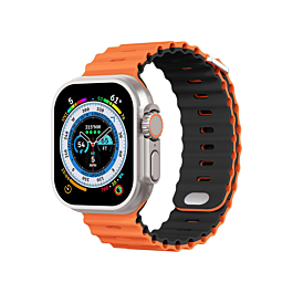 iWatch (38/40/41mm) Ocean Band Silicone Sport Strap Band - ORANGE & GREEN