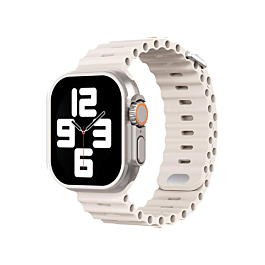 iWatch (38/40/41mm) Ocean Band Silicone Sport Strap Band - WHITE & THE ANTIQUE WHITE