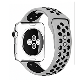 iWatch (38/40/41mm) Perforated Silicone Sport Band - ASH GRAY & BLACK