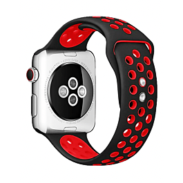iWatch (38/40/41mm) Perforated Silicone Sport Band - BLACK & RED