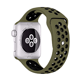 iWatch (38/40/41mm) Perforated Silicone Sport Band - KHAKI & BLACK